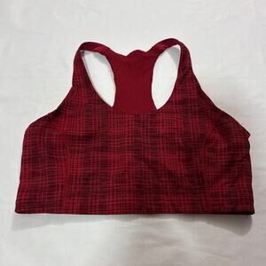 Outdoor Voices Red Women’s Large Plaid Sports Bra Gym Athletic Yoga Athleisure
